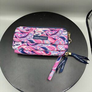 Simply Southern Quilted Phone Wristlet Wallet Pink Blue Paisley